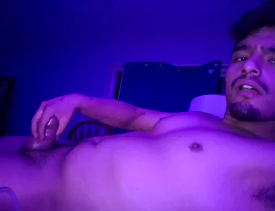 Jerking My Uncut Cock While Inflating My Belly