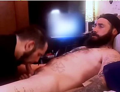 Tattooed Straight Guy Gets Sloppy Blowjob From Cum Hungry Fag