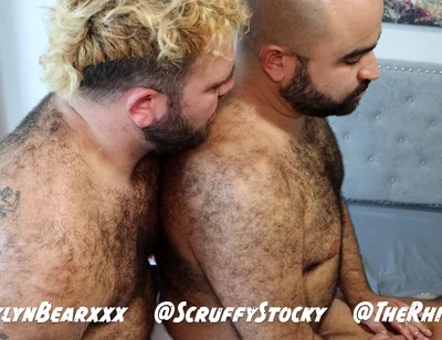 Hairy Bear Top Pounds Two Bottoms: Threesome Jockstrap Fucking