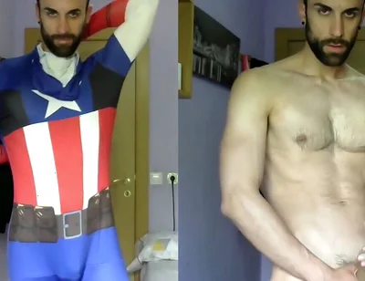 Captain America Jerking off and Cumming