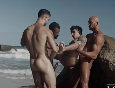 Watch A Group Of Handsome Muscular Studs Have An Outdoor Wild Orgy By The Beach - Andy Rodrigues And Markin Wolf