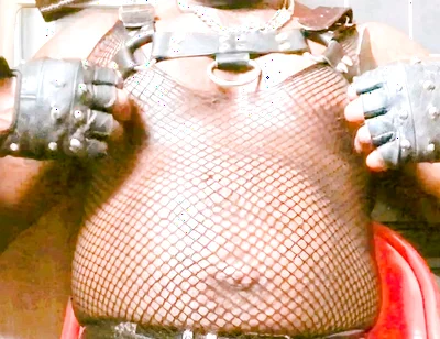 Fishnet Bodysuit & Leather Harness Titplay BBC Verbal Heavy Cum Scenes
