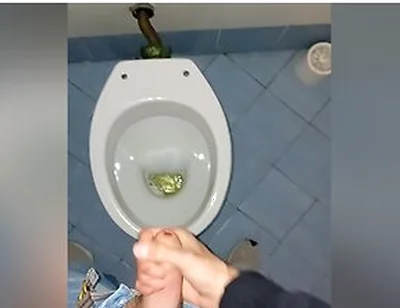 A Young Guy Went Into A Dirty Public Toilet To Pee And Jerk Off