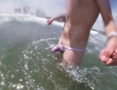 I Have a Sexy Cock and I Think People Must Know so I Wear a See Through Thong in a Public Beach