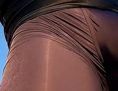 Fitness Instructor in Tight Spandex Gets Erect While Stretching (precum)