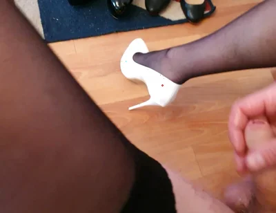 First Cumshots on New White Heels