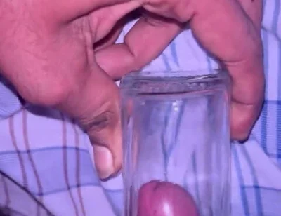 Indian Boy Mastrubate with Glass Jar