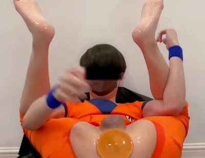 Dragon Ball Goku Laying Balls Asshole Squirting and Cum