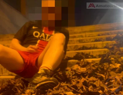 Amateur Boy in Football Gear Caught Wetting Himself in the Street