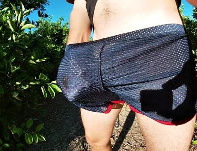 Cumming in My Sport Shorts Outdoors