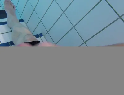 Underwater Close-up: Fat Guy Extensive Masturbates His Thick Foreskin Cock in a Public Swimming Pool