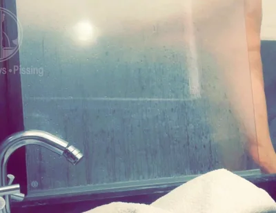 Pale White Skin Redhead Flatmate Caught Pissing in the Shower
