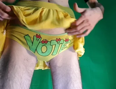 My Panties for Contests Under My Yellow Miniskirt