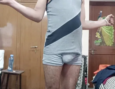 Indian Man Show Excercise in Underwear
