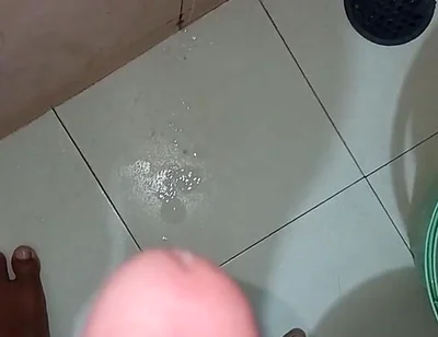 Solo Cock Cummshot Mastrubation in Bathroom