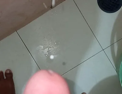Solo Cock Cummshot Mastrubation in Bathroom
