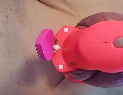 Anal Dildo Fucking and Squirting While Locked in Chastity