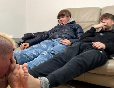 Sniffing feet and socks masters