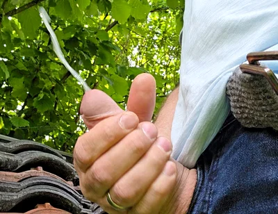 My Big Fat Cock! Playing and Cumming Outside