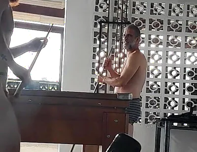 Camera Films Straight Players Playing Pool and Naked