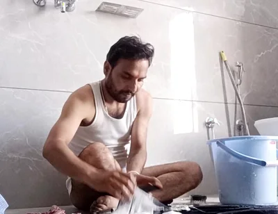 Indian Hot Man Enjoy Shower and Masterbation