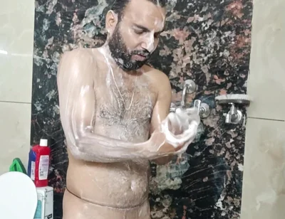 Desi Police Officer Having Shower
