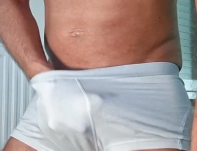 I Masturbate in My White Boxers and Take Out My Big Cock