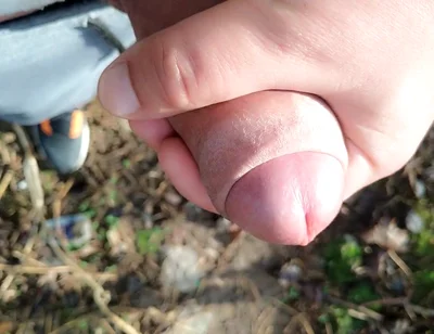 Gentle Slow Jerk off Close up Uncut Cock Outdoor - Close up Cum