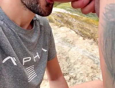 Hot Stepdaddy Sucking Massive Cock Outdoors