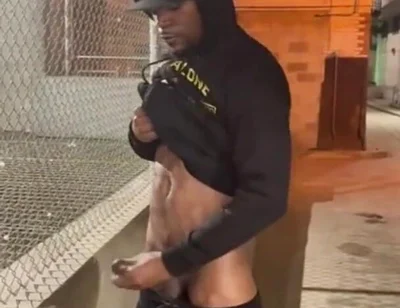 Outdoor Cumshot Stroking My Big Black Cock