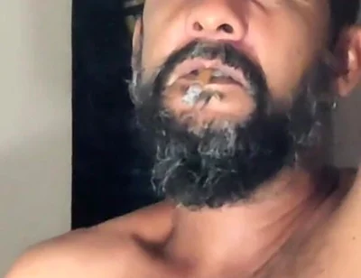 Smoking in Red Underwear