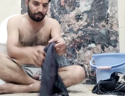 Indian Desi Man Enjoy Shower and Home Duty