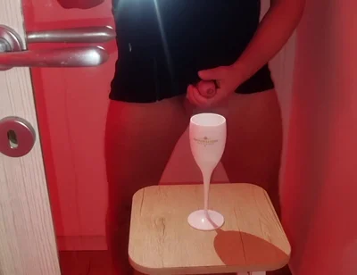 Cum Tasting Mot & Chandon - and a Goblet of Cum to Drink Poured by a Nice Italian Cock