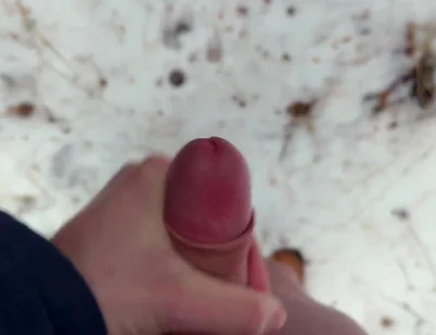 Handy POV - Twink Wixt His Cock in the Forest - in Winter