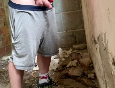 Boy Caught Pissing Handsfree in an Abandoned Building