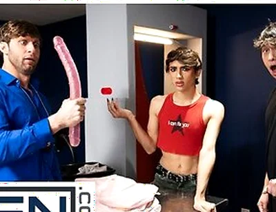 Dom King Frees Foxy Alex From His Cock Cage And Licks His Ass During A Steamy Security Check