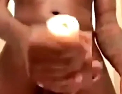 Stroking my hard big dick with torch