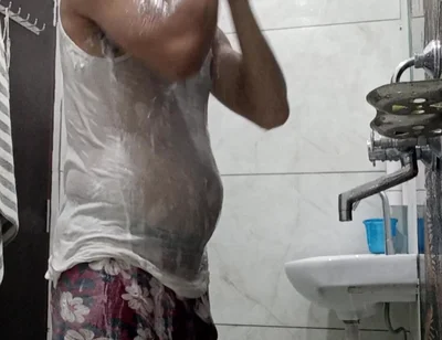 Man Enjoys Shower