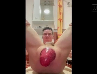Huge Anal Prolapse in the Bathroom in Different Poses
