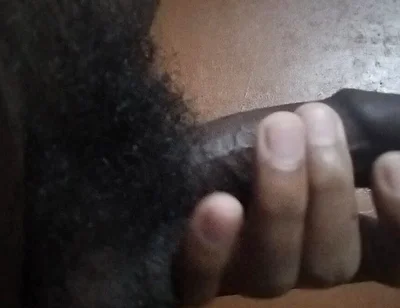 Masturbating,rubbing, and Slapping My Hairy Uncut Black Cock After Long Time