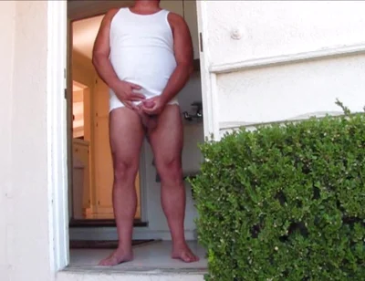 Side Door Jerkoff and Cum