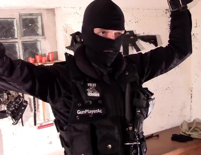 Swat cop cum load on alpha bomberjacket