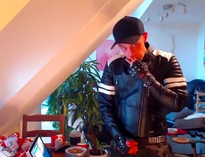 Leather boi smoke chaining cock wanking cum load