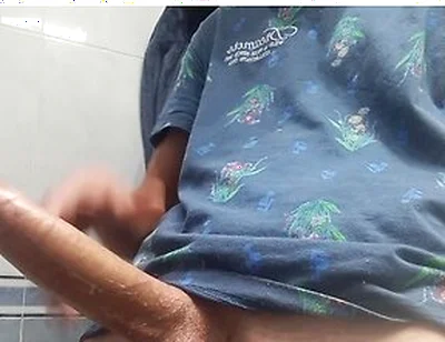 Hot Handsome Shows You His Huge Hard Penis Squirting On The Bathroom Floor