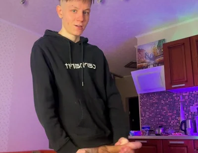 Skinny Boy Making a Huge Mess with His Thick Dick