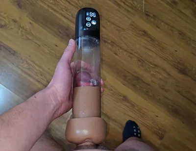 After Orgasm - Pumping My Cock in a Cum-filled Vacuum Pump