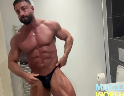Pumped Muscle Hunk Ready To Burst Out Of His Tiny Posers