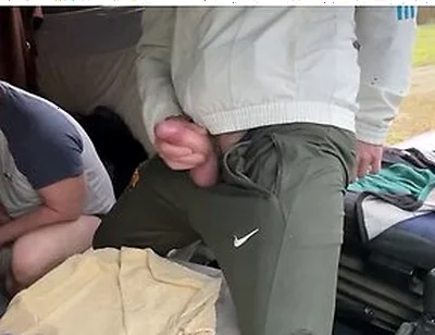 Public Truck Cruising We Flash Our Bulges And A 3-way Begins Inside