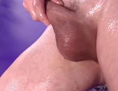 Femboy Plays with His Big Oily Cock and Squirts Cum