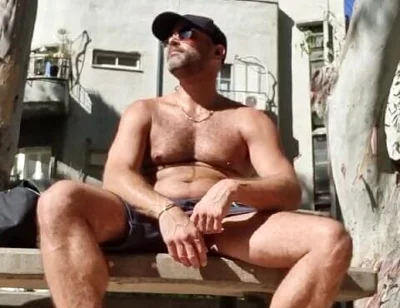 Guy Struck His Dick Public Park Sunny Day